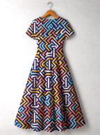 "Njia" Short Sleeve Maxi Dress