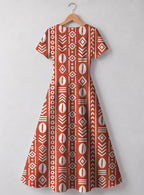 "Oshun Kijani" V Neck Midi Dress