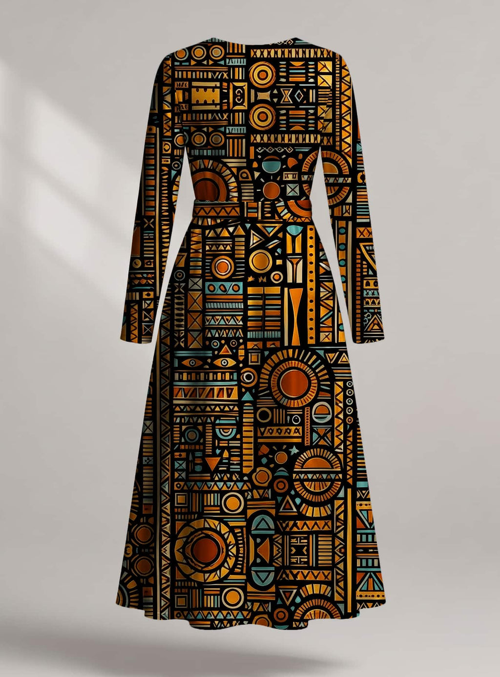 "Afrocentric Pattern" Viscose Midi Dress