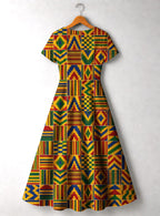 "Kumasi" Short Sleeve Maxi Dress
