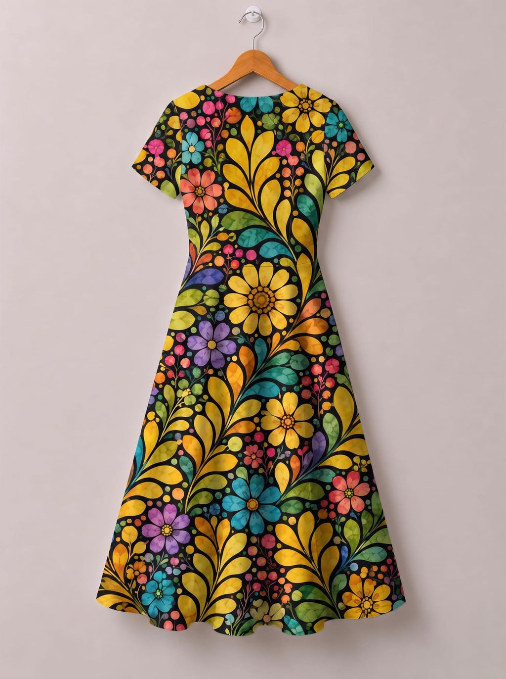 "Njano" Short Sleeve Maxi Dress