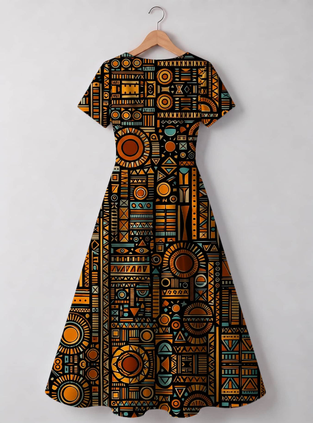 "Afrocentric Pattern" Sweetheart Midi Dress