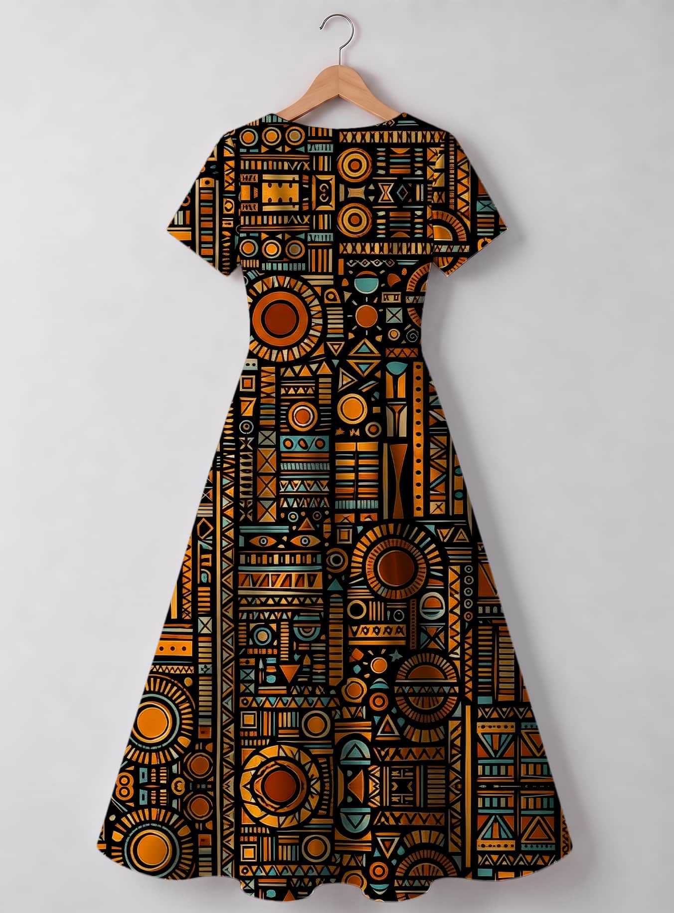 "Afrocentric Pattern" Sweetheart Midi Dress