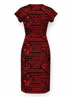"Shaka Burgundy" Cap Sleeve Midi Dress
