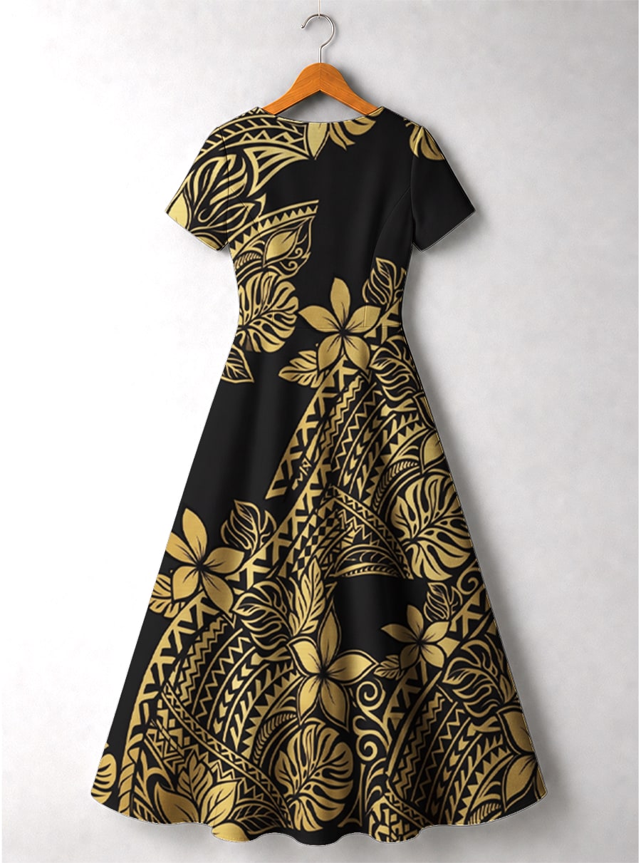 "Pualani" Short Sleeve Maxi Dress