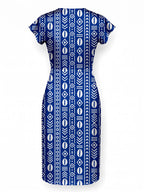 "Oshun Royal Blue" Cap Sleeve Midi Dress