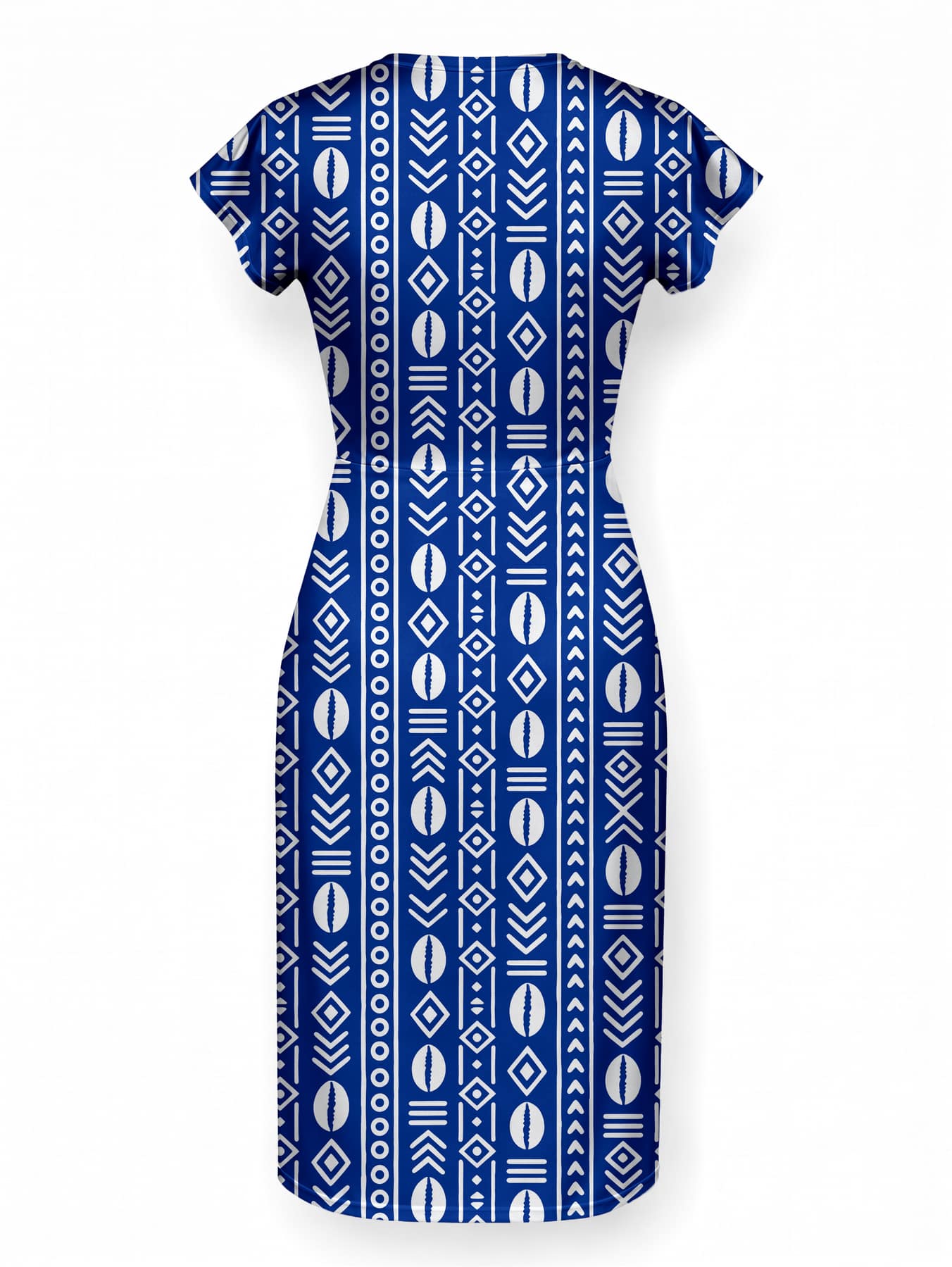 "Oshun Royal Blue" Cap Sleeve Midi Dress