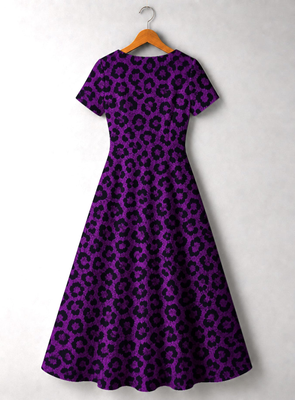 Purple Leopard Short Sleeve Maxi Dress Promo