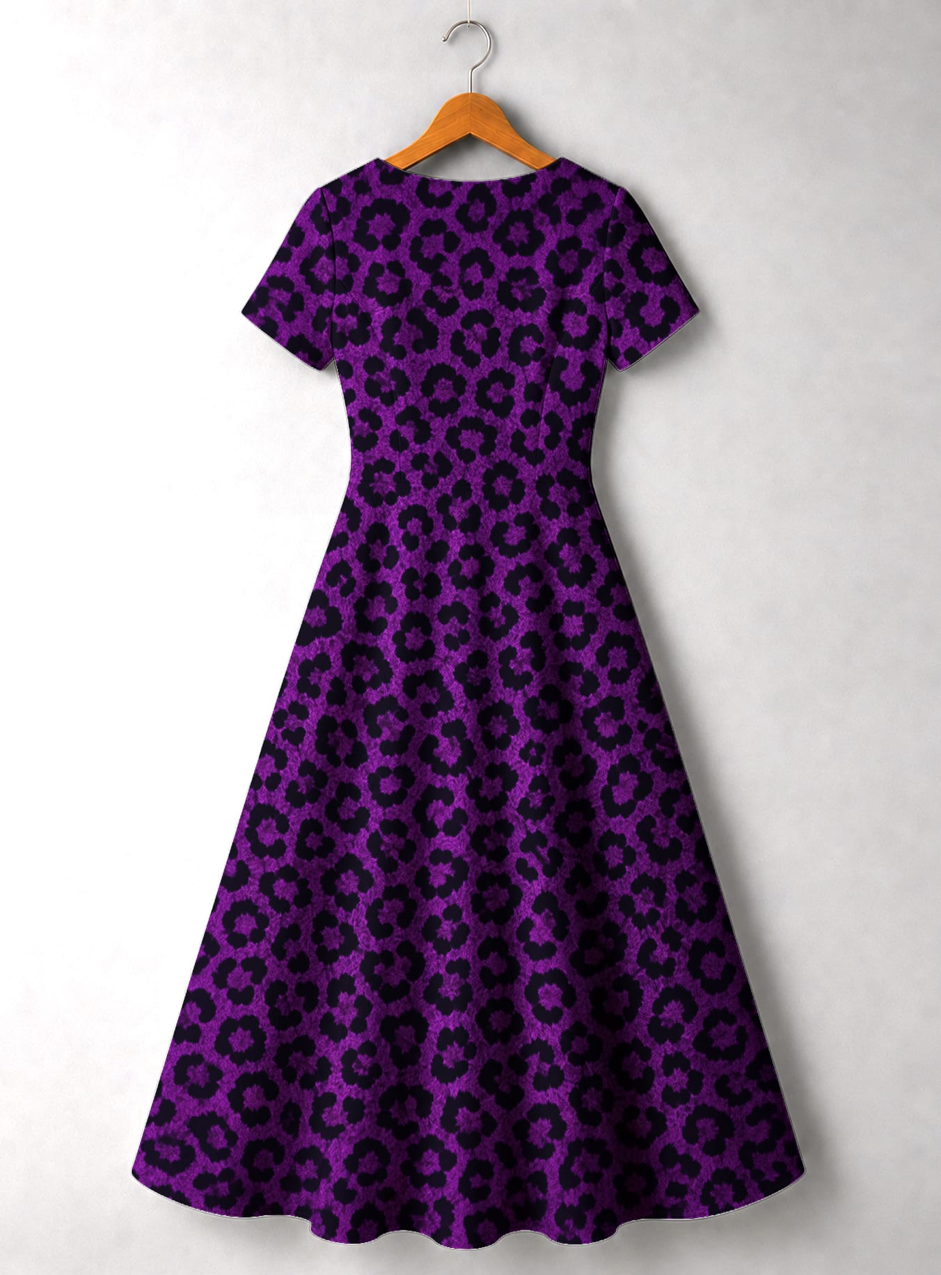 Purple Leopard Short Sleeve Maxi Dress Promo