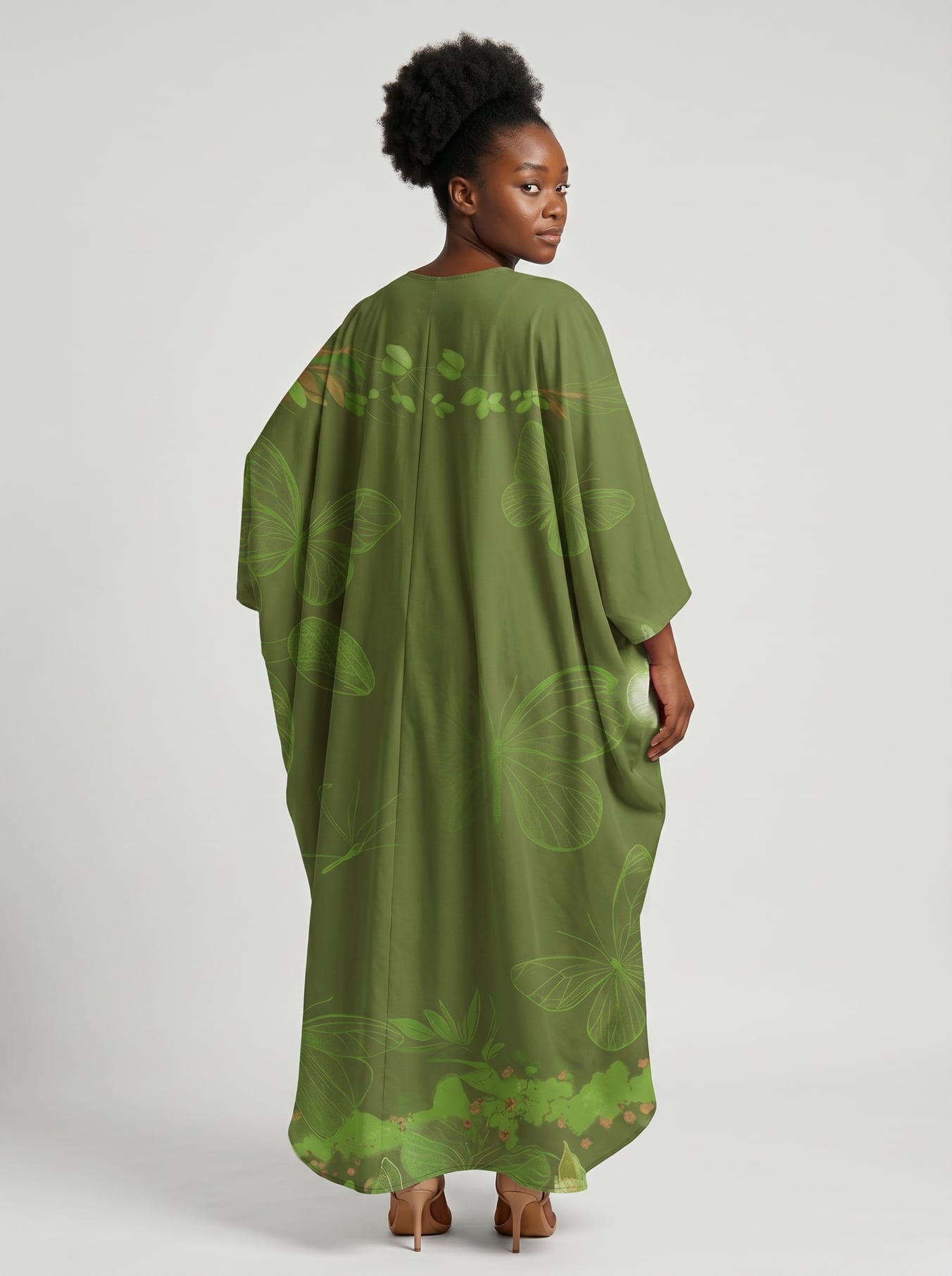Green Orchid Kaftan Dress