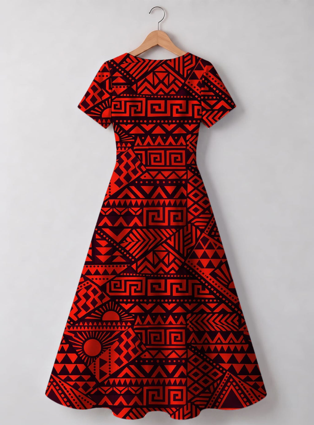 "Shaka Burgundy" V Neck Midi Dress