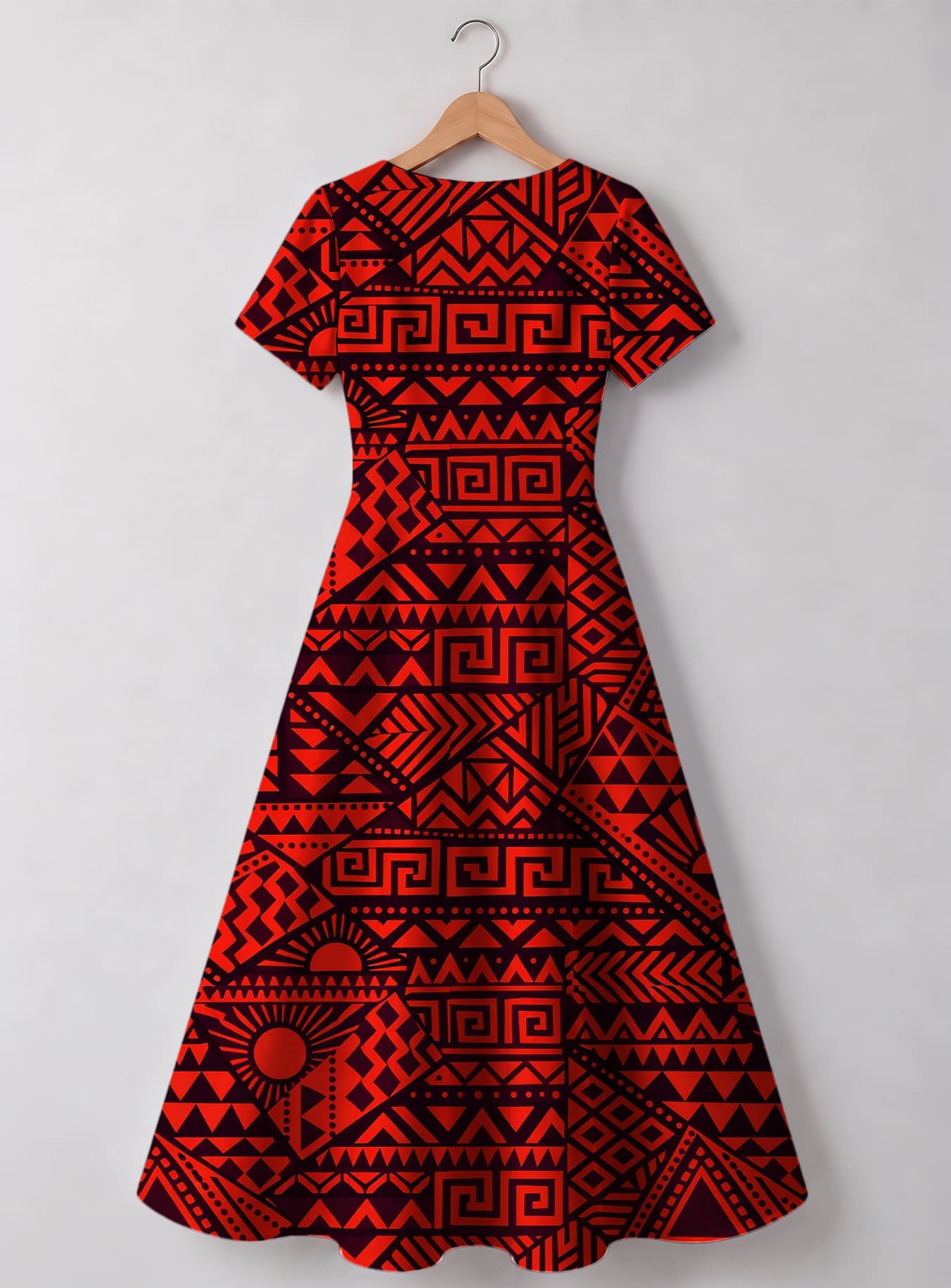 "Shaka Burgundy" V Neck Midi Dress