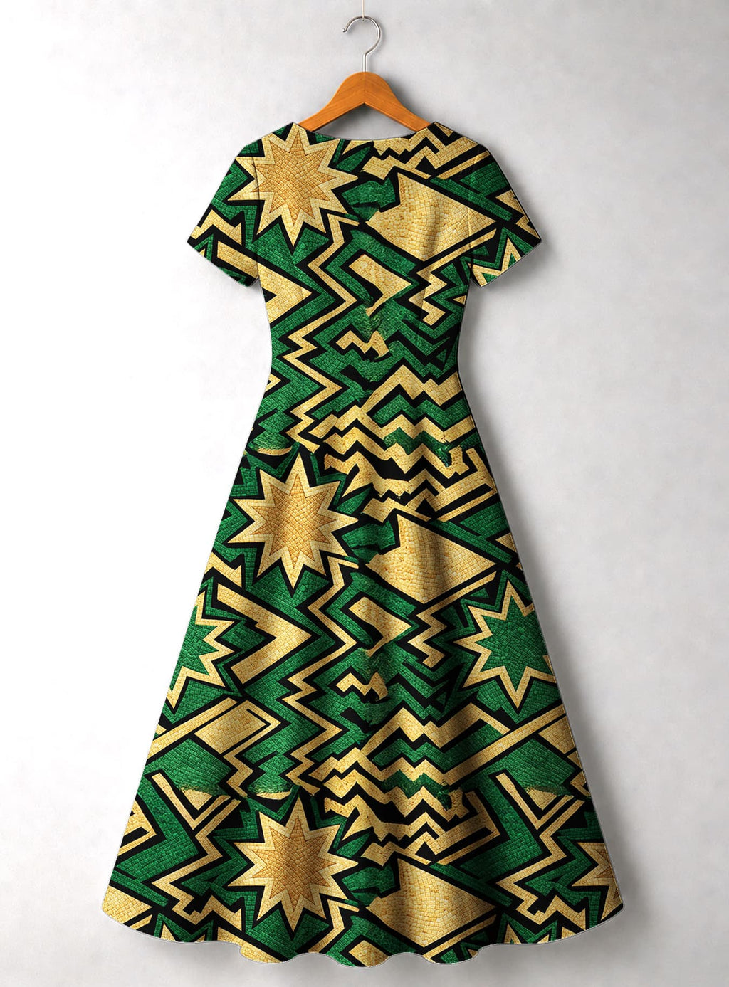 "Emerald Sheba" Short Sleeve Maxi Dress