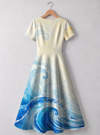 "Samaki" V Neck Midi Dress