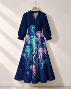 "Bahari" Long Puff Sleeve Dress