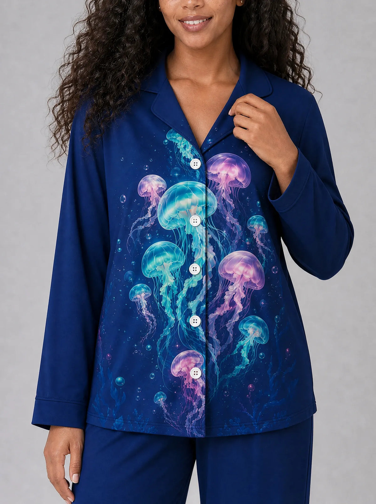 "Bahari" Pajama Set — close-up on model