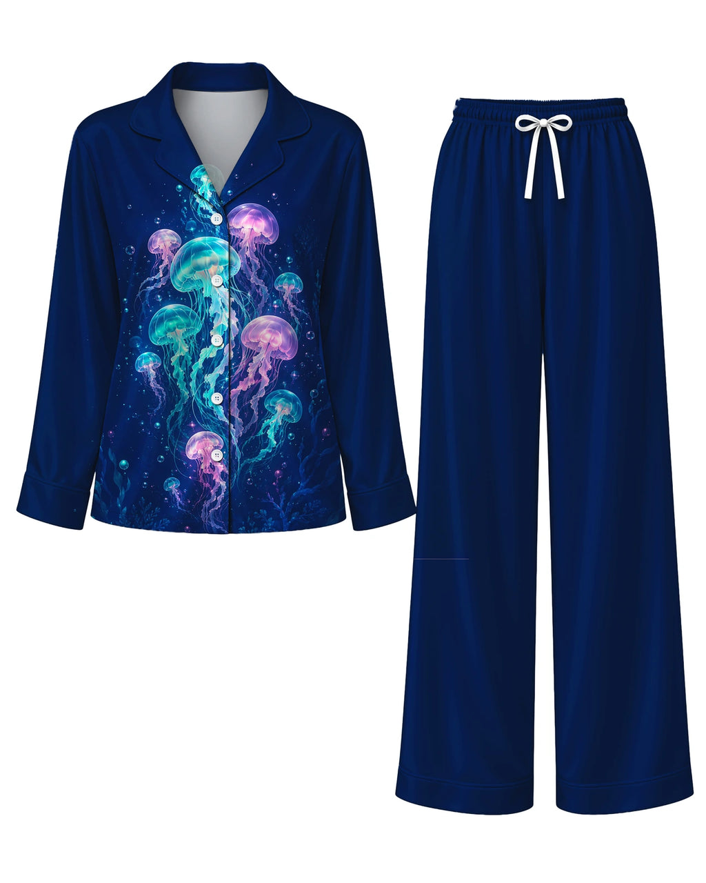 "Bahari" Pajama Set — flat lay of the shirt and pants