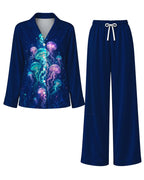 "Bahari" Pajama Set — flat lay of the shirt and pants