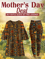 Afrocentric Pattern Stacked Ruffle Dress & Leggings Deal