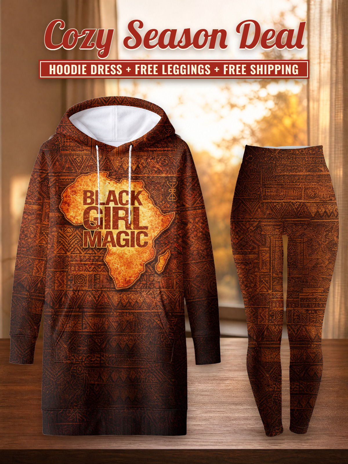 Black Girl Magic Hoodie Dress & Leggings Deal – Cozy Season Deal: hoodie dress + free leggings + free shipping