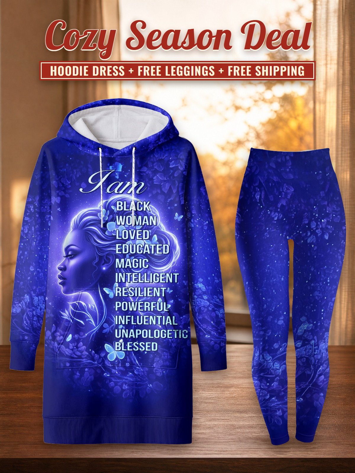Black Woman Loved Hoodie Dress & Leggings Deal – Cozy Season Deal: hoodie dress + free leggings + free shipping