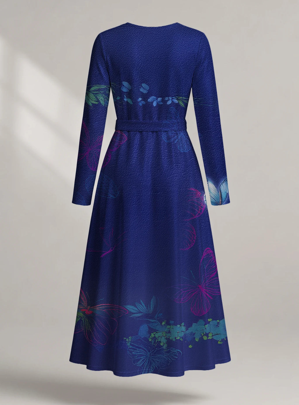 "Blue Orchid" Long Sleeve Midaxi Dress