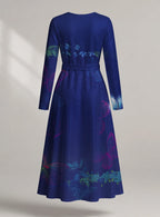 "Blue Orchid" Long Sleeve Midaxi Dress