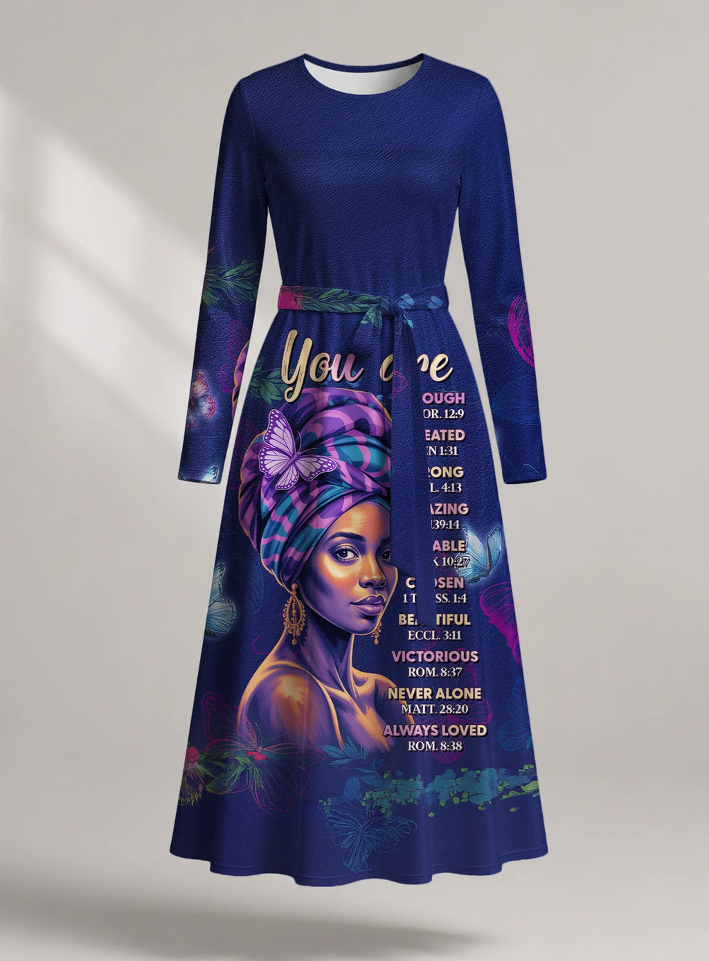 "Blue Orchid" Long Sleeve Midaxi Dress