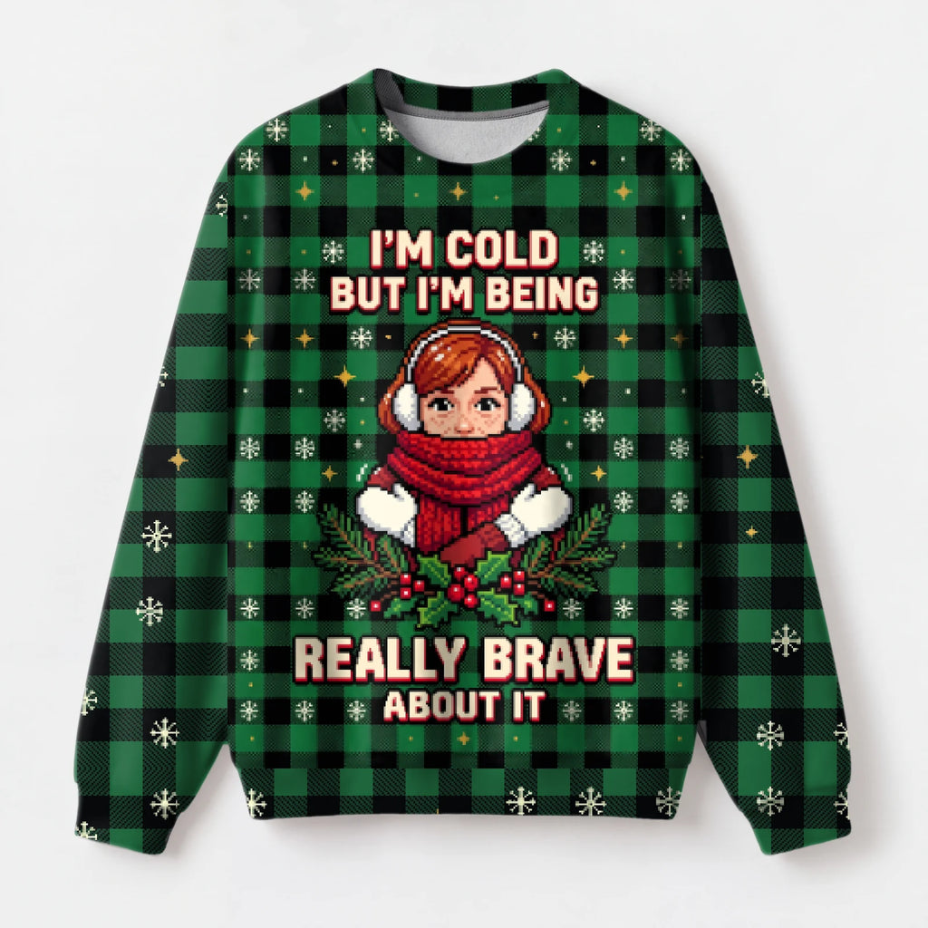 "Brave Face" Christmas Sweatshirt — front view