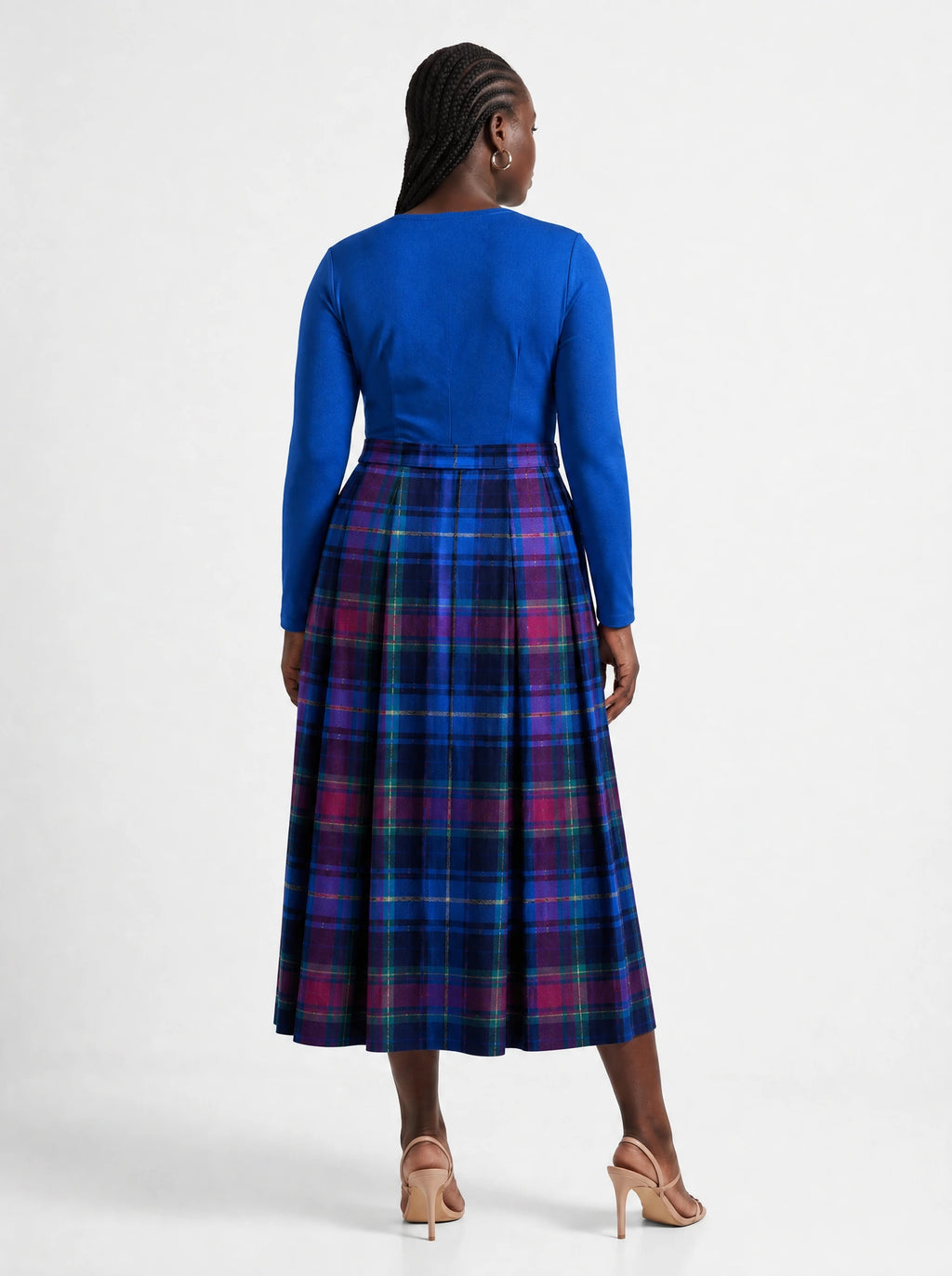 "Brigid" Long Sleeve Midaxi Dress — back view on model
