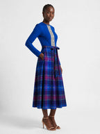 "Brigid" Long Sleeve Midaxi Dress — walking, three-quarter view on model