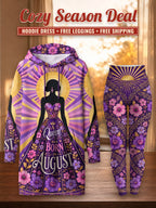 "August Queen Purple Bloom" Hoodie Dress & Leggings Deal – Cozy Season Deal: hoodie dress + free leggings + free shipping