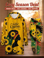 "August Queen Sunflower" Hoodie Dress & Leggings Deal – Cozy Season Deal: hoodie dress + free leggings + free shipping