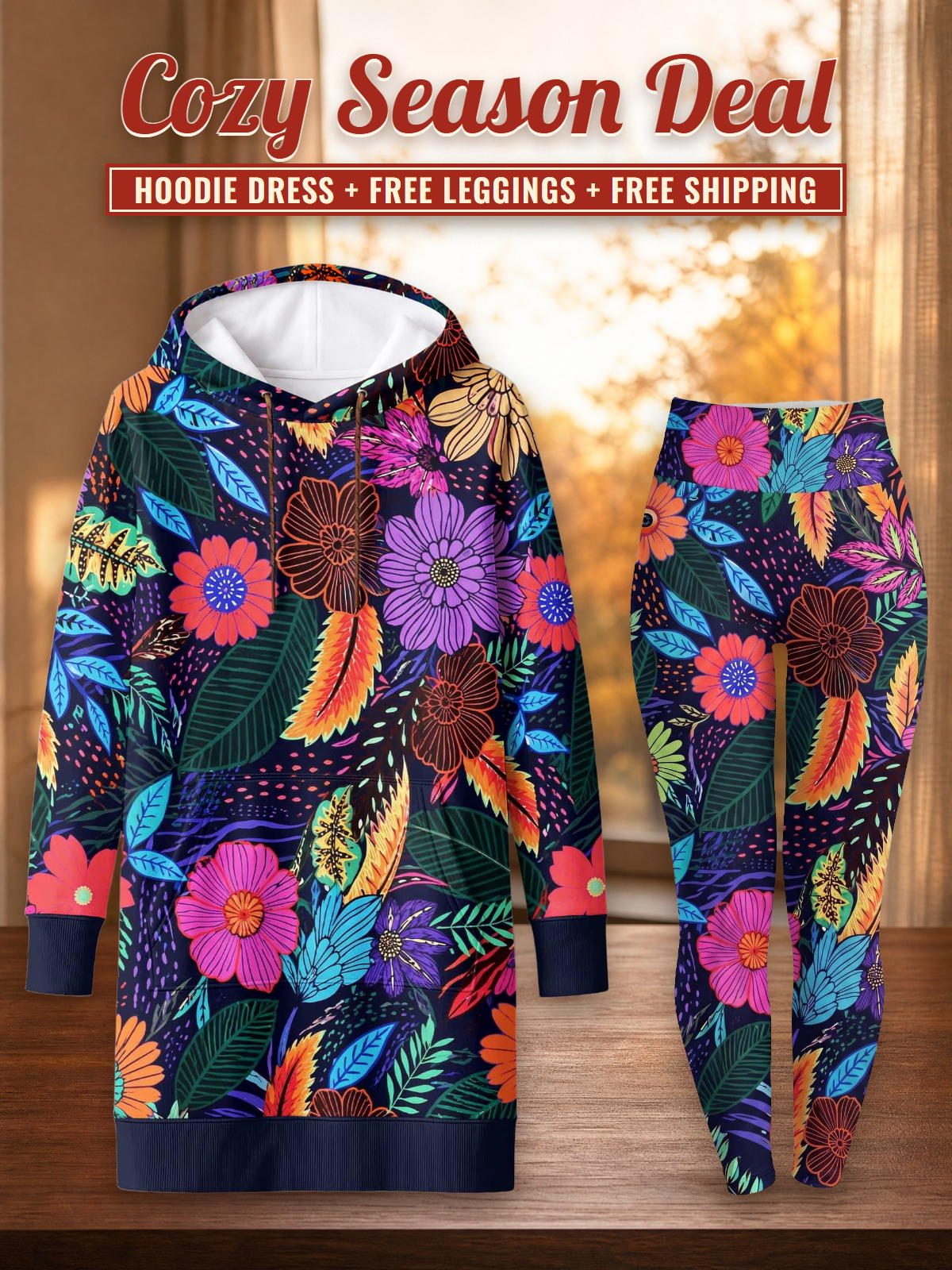 "Bustani" Hoodie Dress & Leggings Deal – Cozy Season Deal: hoodie dress + free leggings + free shipping