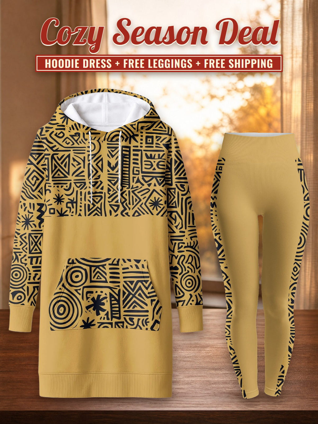 "Haradali" Hoodie Dress & Leggings Deal – Cozy Season Deal: hoodie dress + free leggings + free shipping