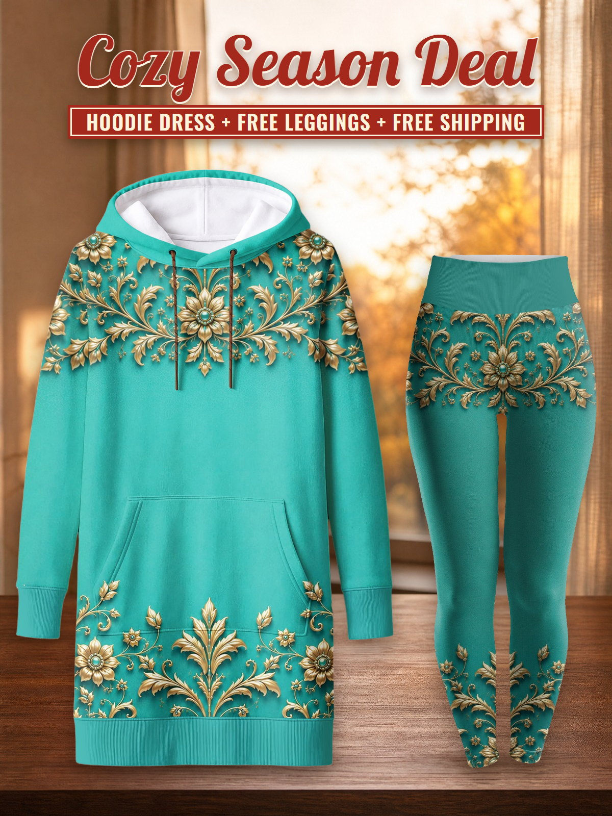 "Heshima" Hoodie Dress & Leggings Deal – Cozy Season Deal: hoodie dress + free leggings + free shipping