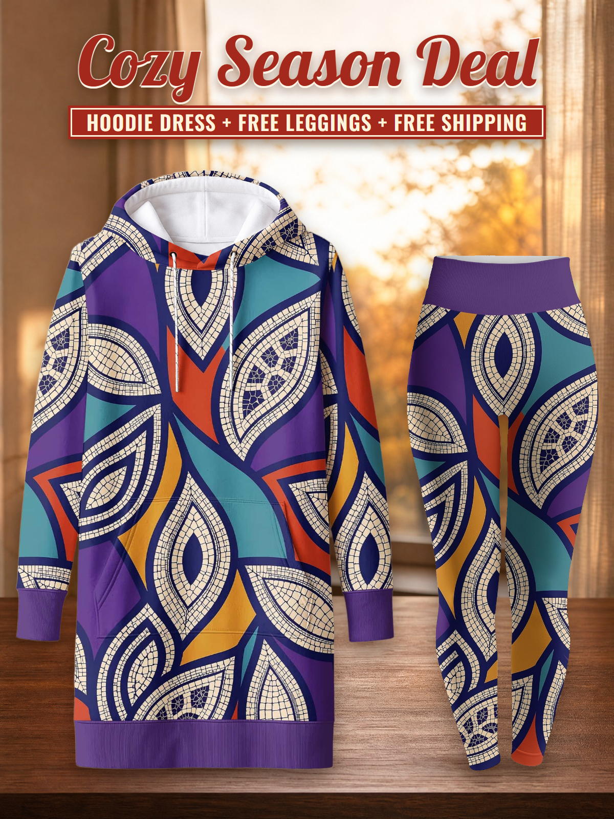 "Johari" Hoodie Dress & Leggings Deal – Cozy Season Deal: hoodie dress + free leggings + free shipping