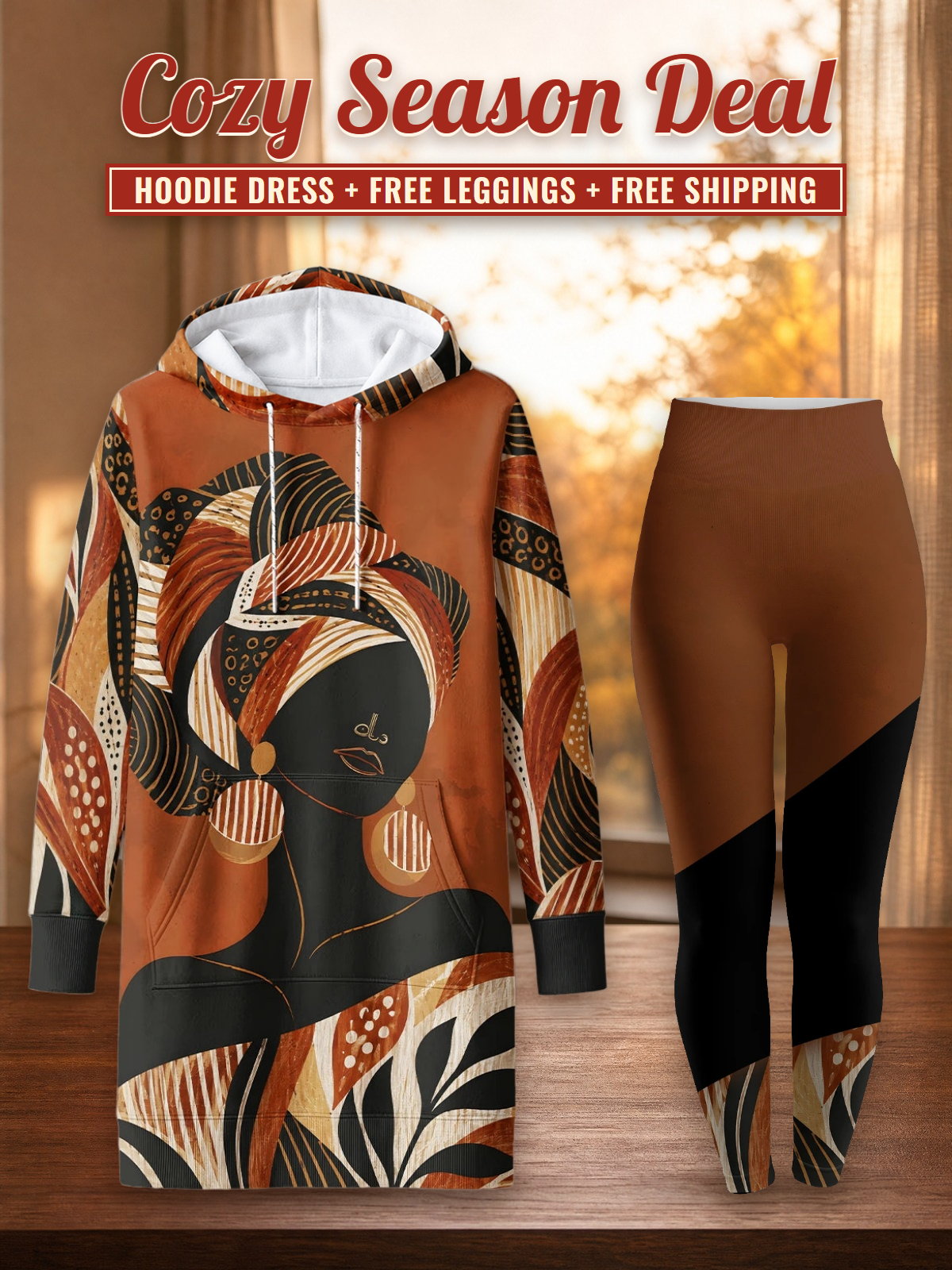 "Kilemba" Hoodie Dress & Leggings Deal – Cozy Season Deal: hoodie dress + free leggings + free shipping
