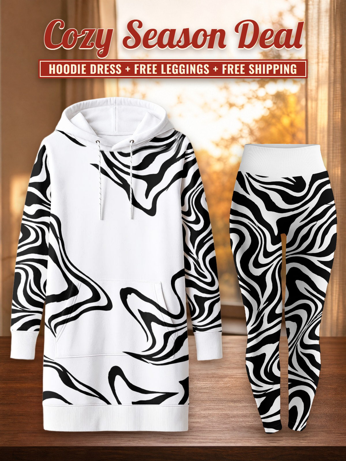 "Kimbunga" Hoodie Dress & Leggings Deal – Cozy Season Deal: hoodie dress + free leggings + free shipping