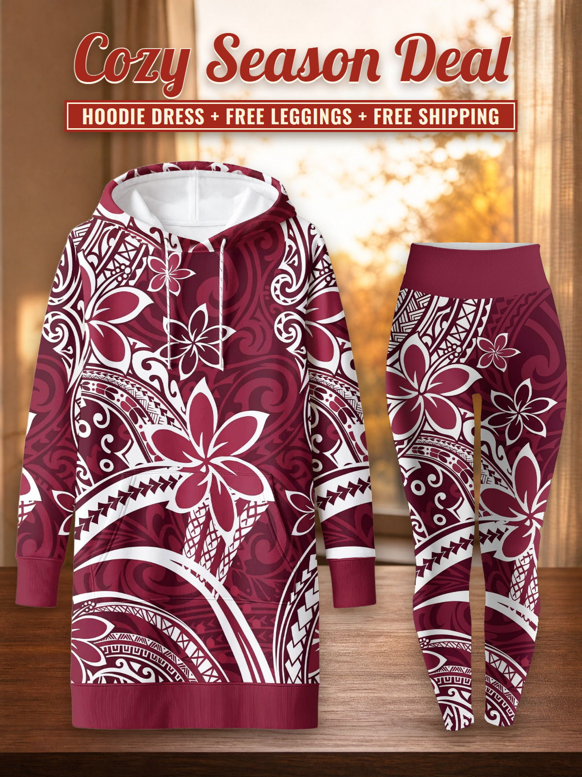 "Lehua" Hoodie Dress & Leggings Deal – Cozy Season Deal: hoodie dress + free leggings + free shipping