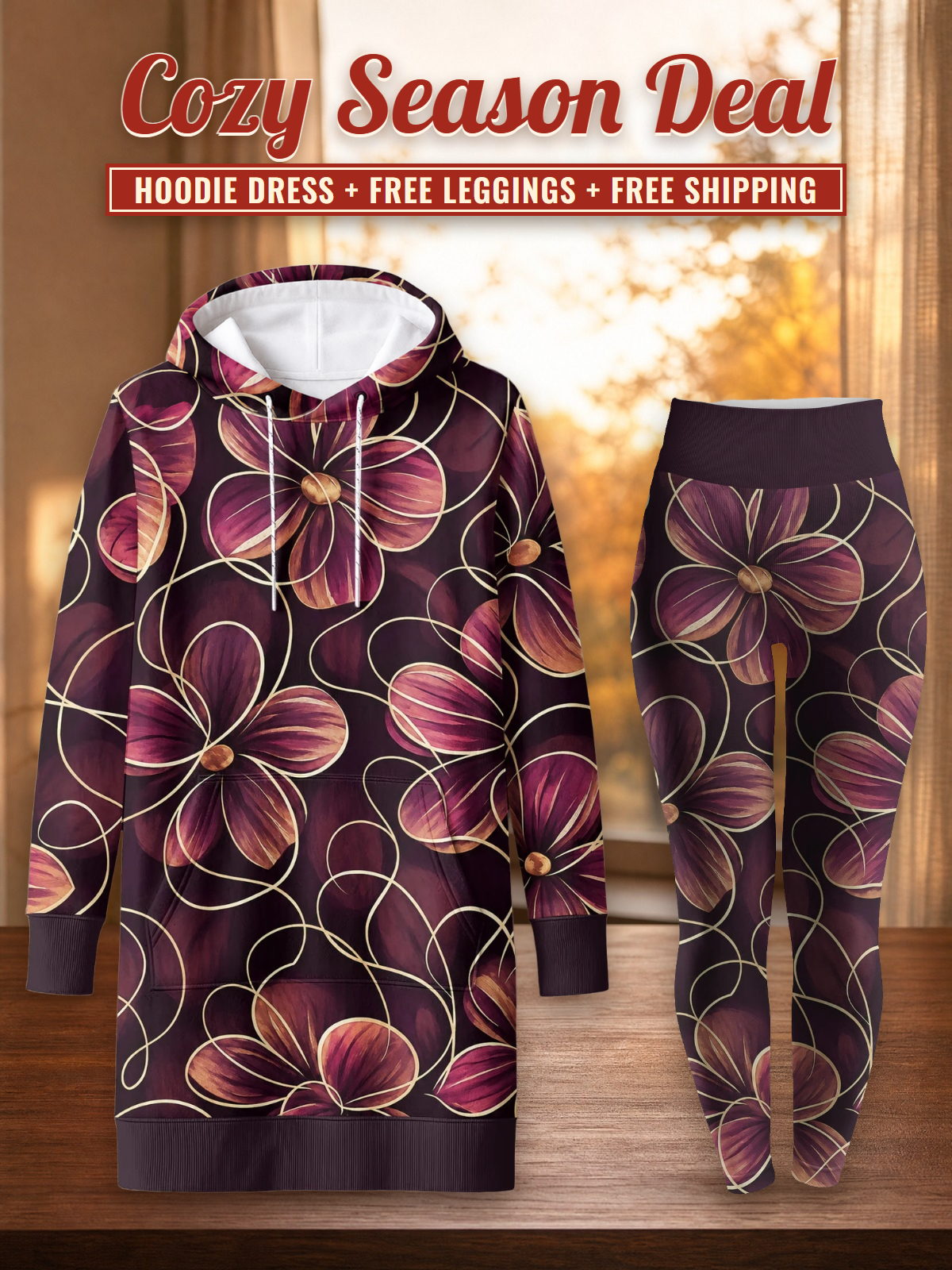 "Machipuko" Hoodie Dress & Leggings Deal – Cozy Season Deal: hoodie dress + free leggings + free shipping