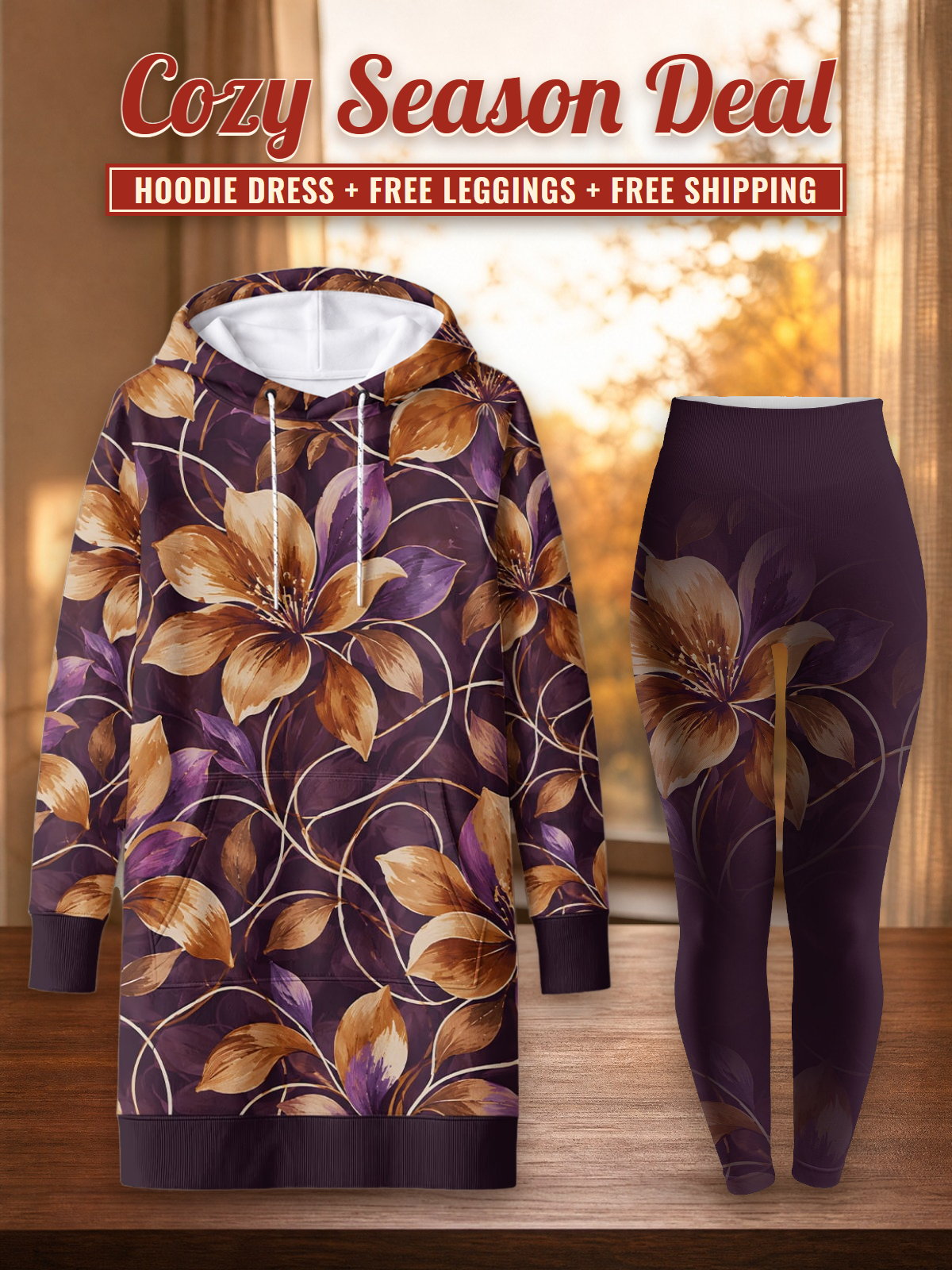 "Marashi" Hoodie Dress & Leggings Deal – Cozy Season Deal: hoodie dress + free leggings + free shipping