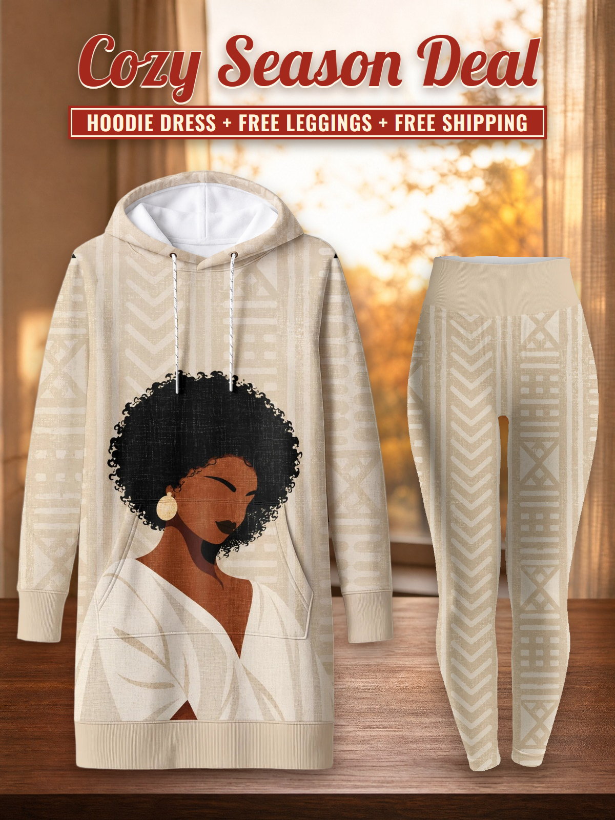 "Mchanga" Hoodie Dress & Leggings Deal – Cozy Season Deal: hoodie dress + free leggings + free shipping