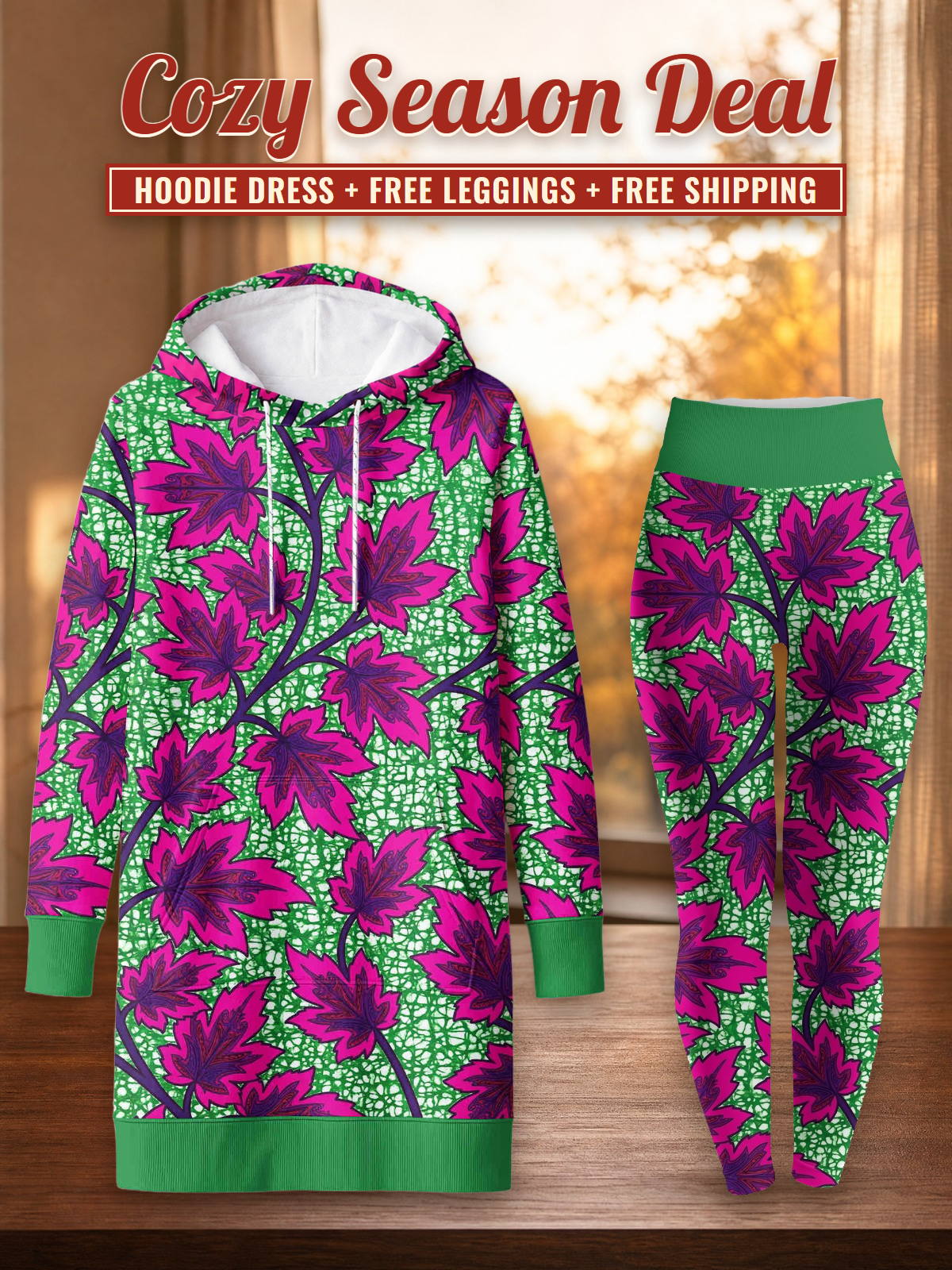 "Mzabibu" Hoodie Dress & Leggings Deal – Cozy Season Deal: hoodie dress + free leggings + free shipping