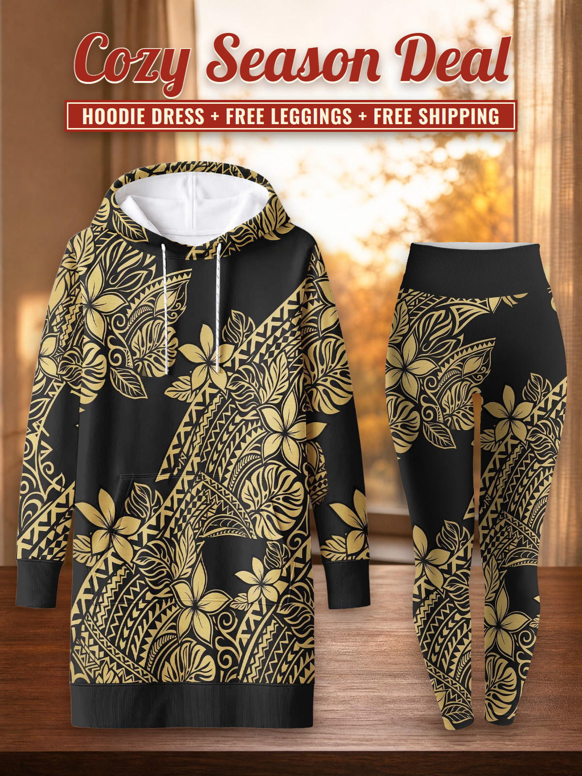 "Pualani" Hoodie Dress & Leggings Deal – Cozy Season Deal: hoodie dress + free leggings + free shipping