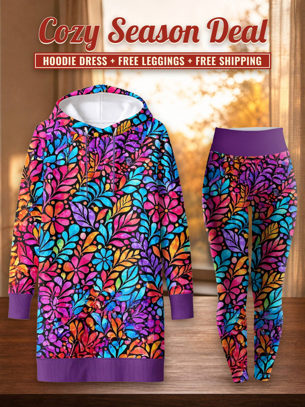 "Rangi" Hoodie Dress & Leggings Deal – Cozy Season Deal: hoodie dress + free leggings + free shipping