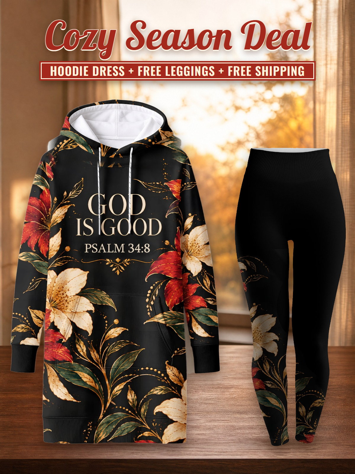 "Rehema" Hoodie Dress & Leggings Deal – Cozy Season Deal: hoodie dress + free leggings + free shipping