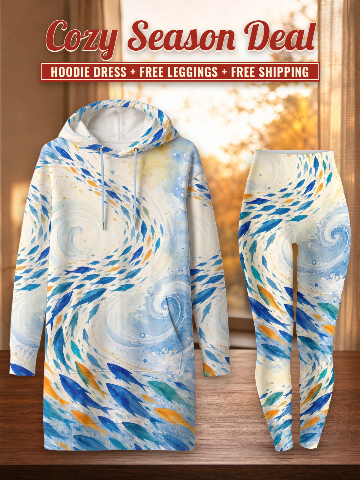 "Samaki" Hoodie Dress & Leggings Deal – Cozy Season Deal: hoodie dress + free leggings + free shipping