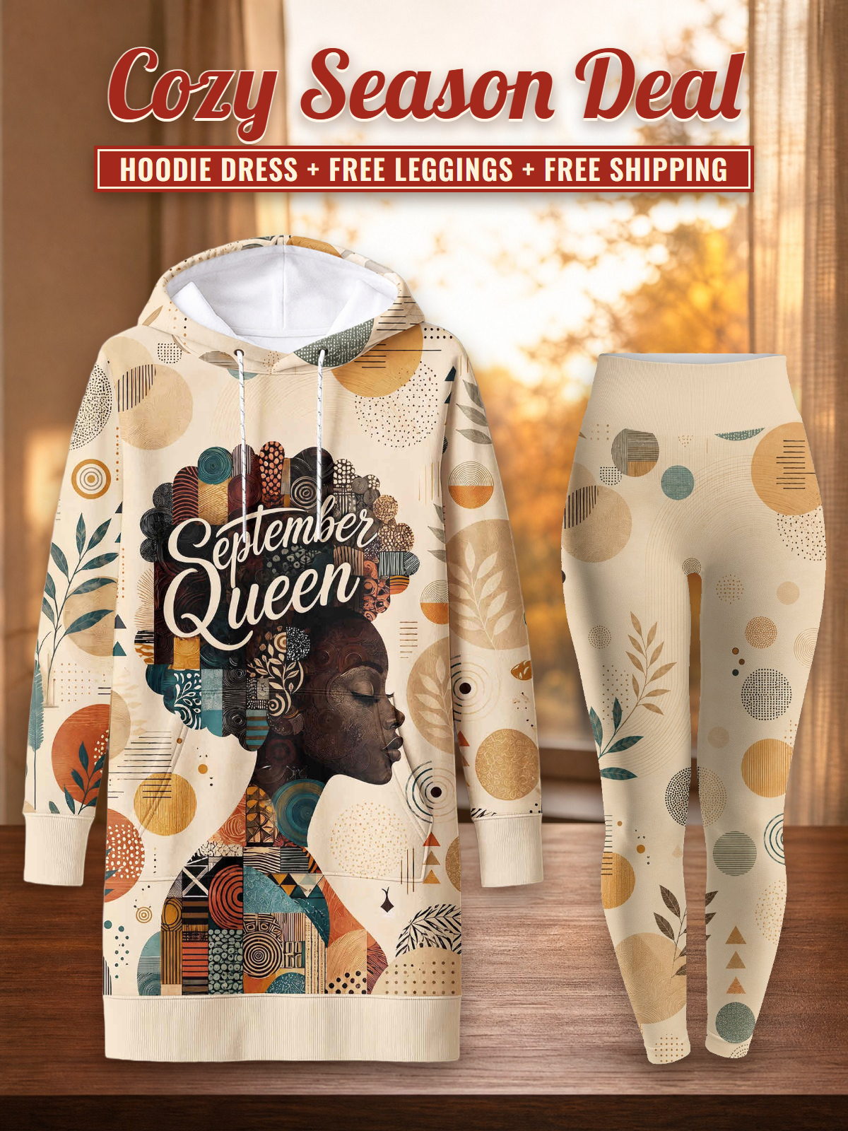 "September Queen" Hoodie Dress & Leggings Deal – Cozy Season Deal: hoodie dress + free leggings + free shipping