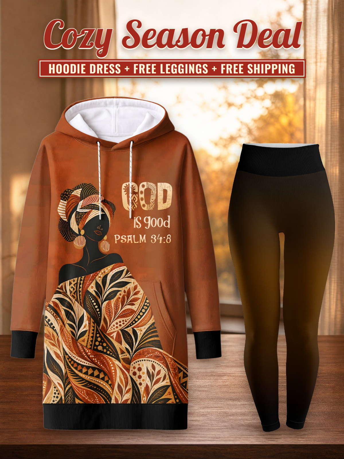 "Sifa" Hoodie Dress & Leggings Deal – Cozy Season Deal: hoodie dress + free leggings + free shipping